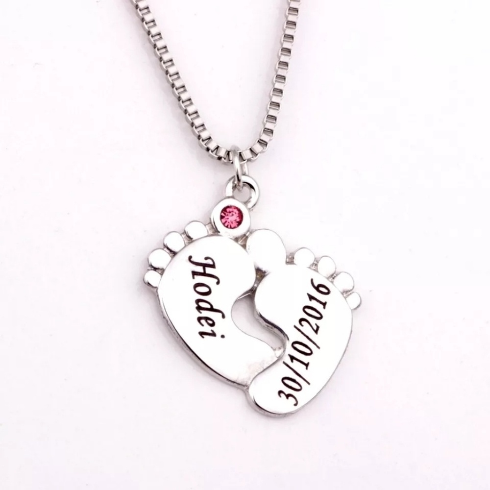Personalized Baby Feet Pendant Necklace